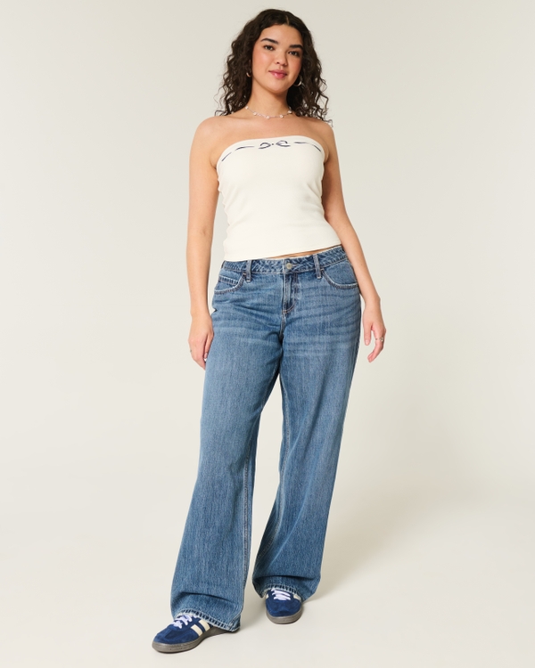 Curvy Low-Rise Medium Wash Baggy Jeans, Medium view 1