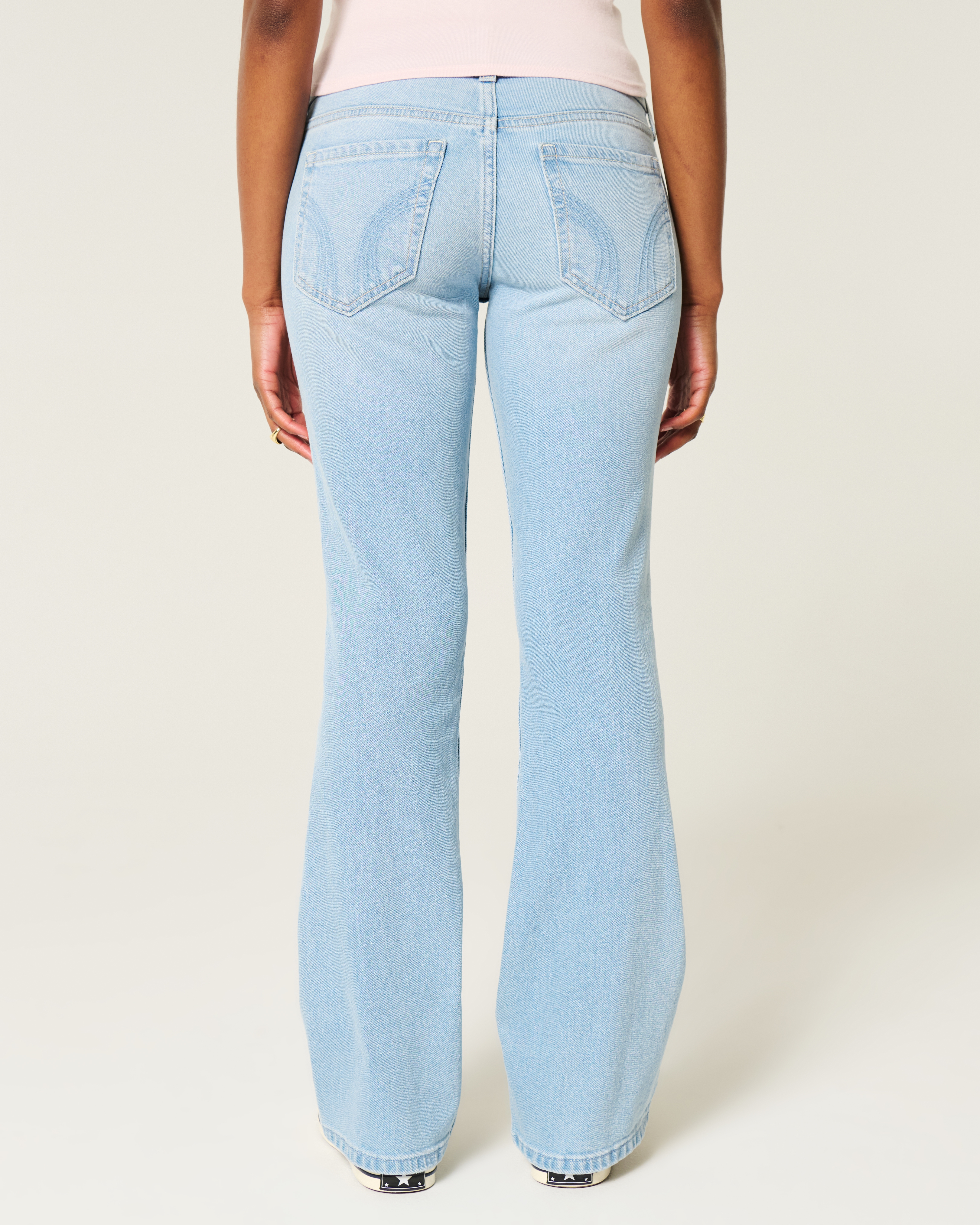 Low-Rise Star Embroidery Bootcut Jeans