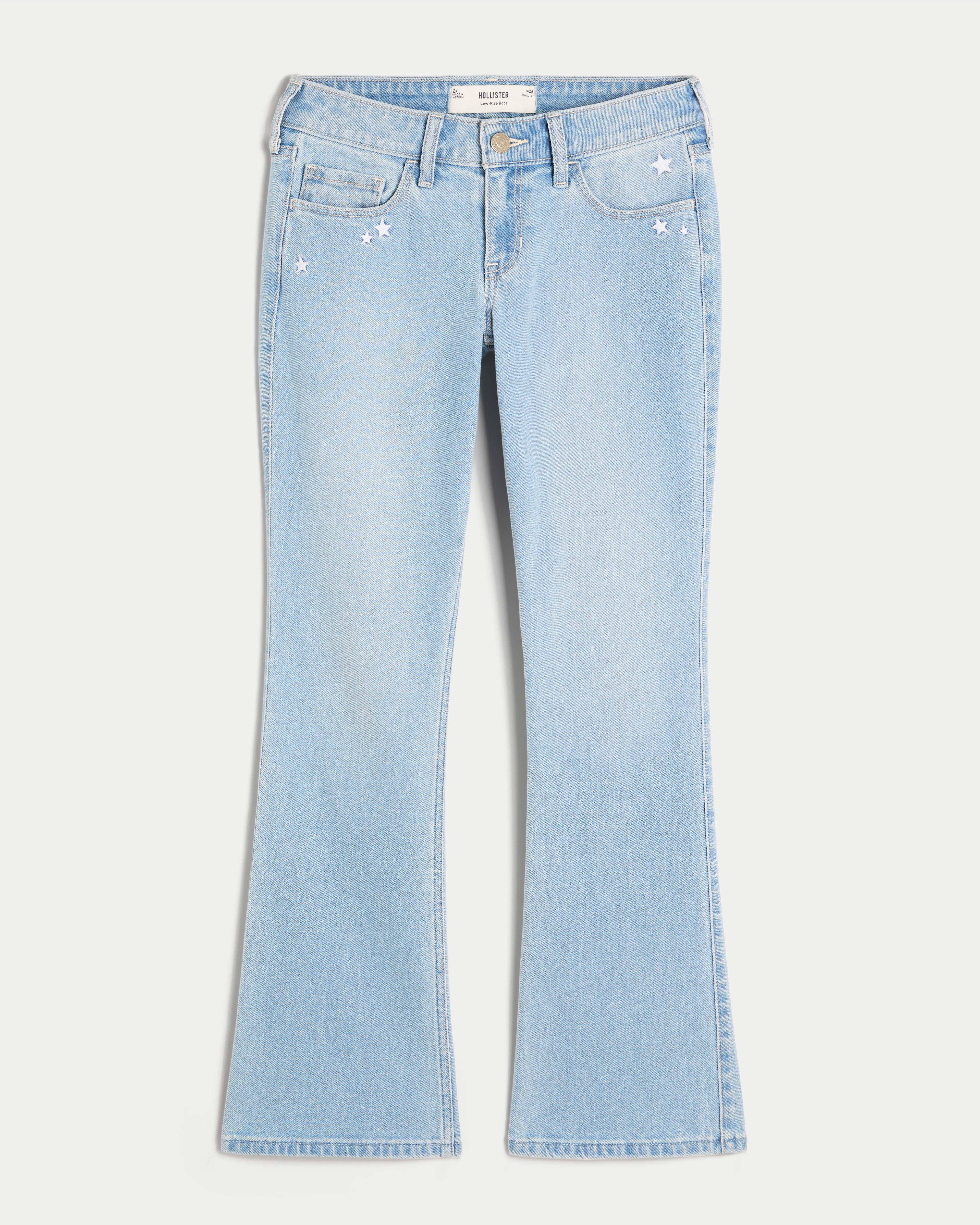 Low-Rise Star Embroidery Bootcut Jeans