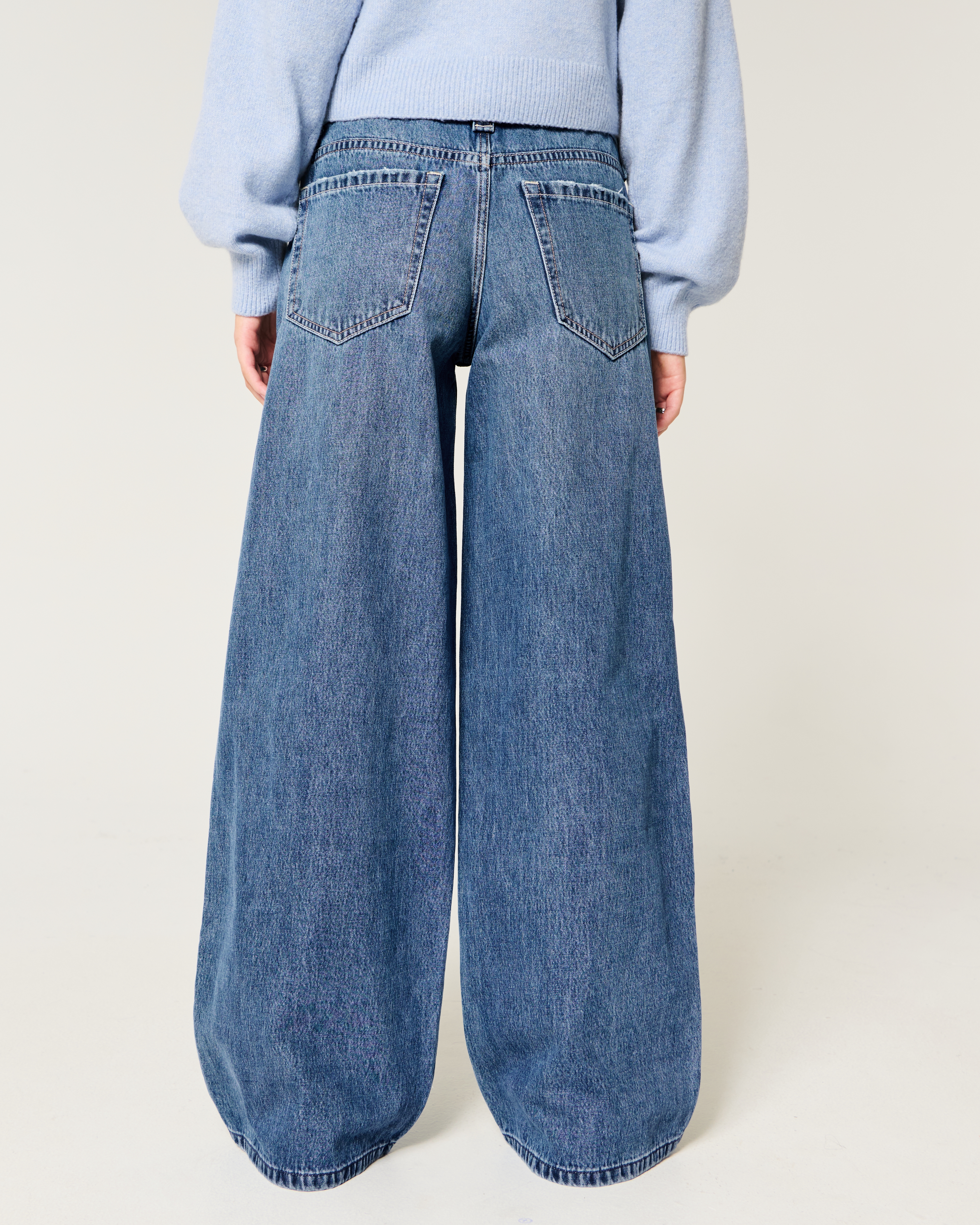 Low-Rise Medium Wash Side Stripe Super Baggy Jeans