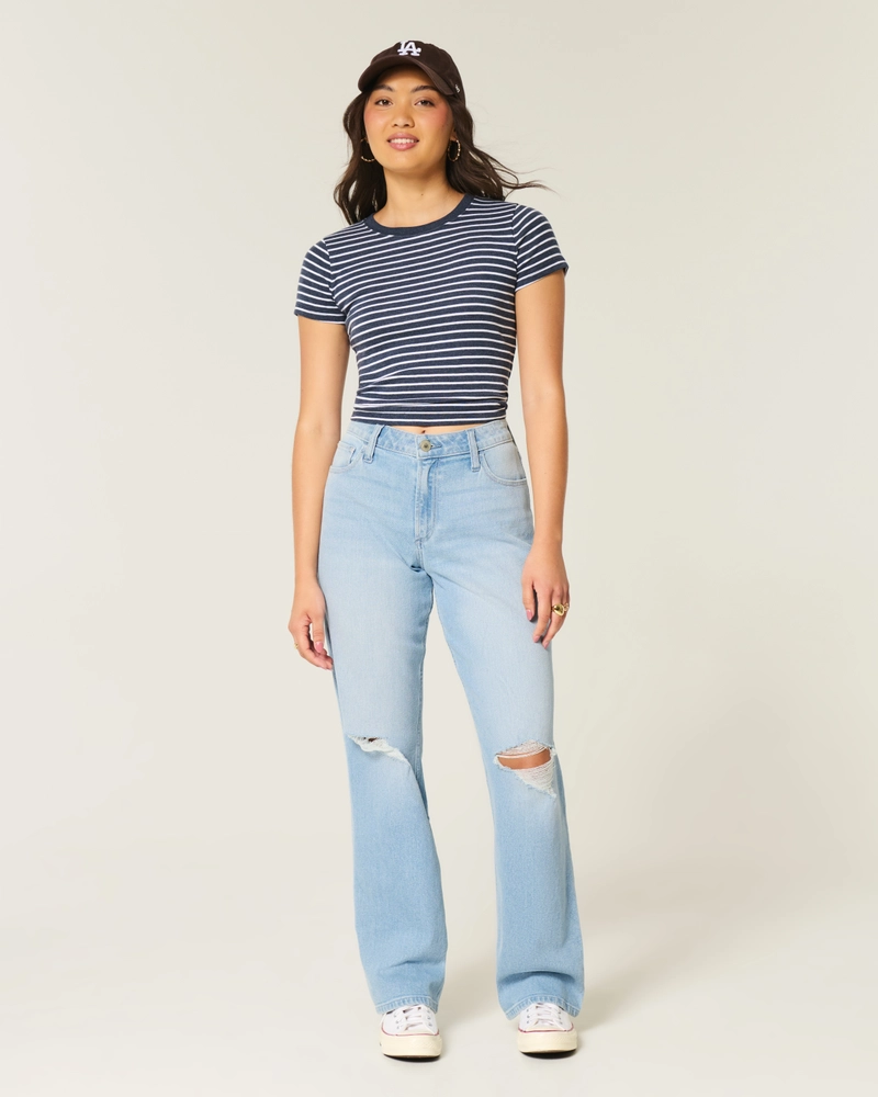 Curvy High-Rise Ripped Light Wash Dad Jeans