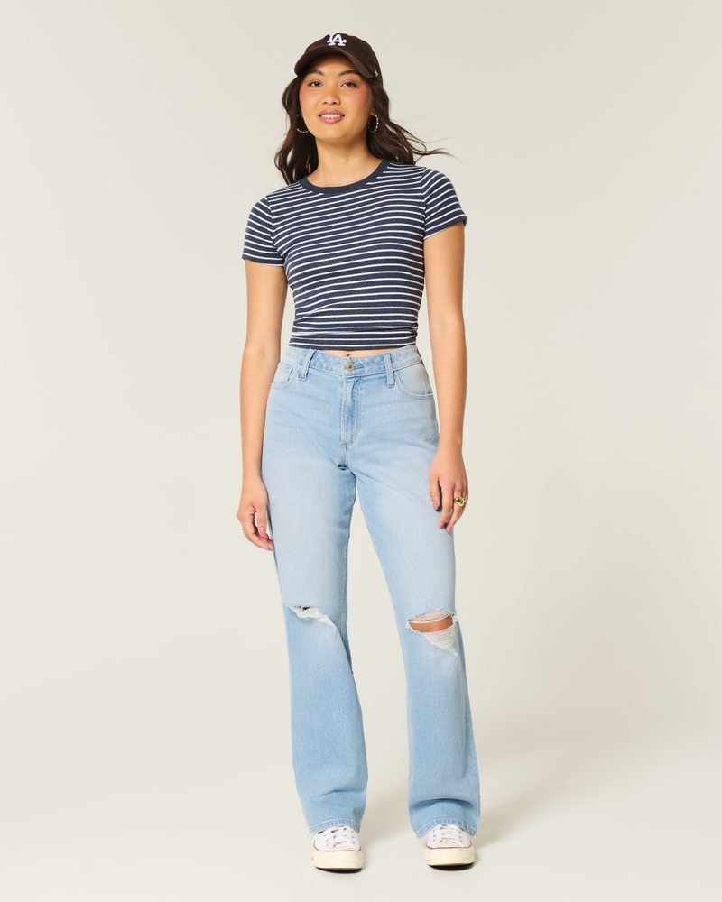 Curvy Ultra High-Rise Ripped Light Wash Dad Jeans