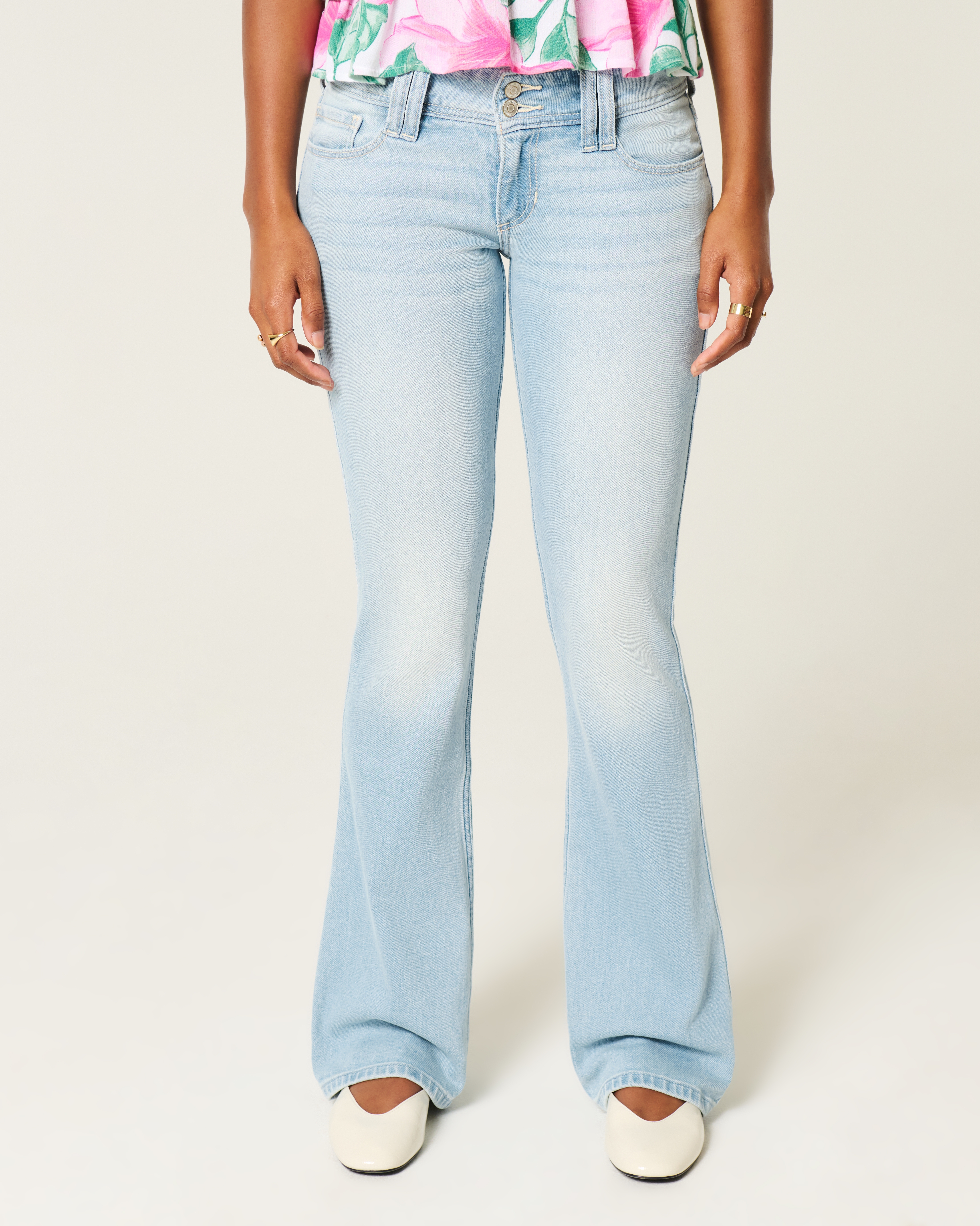 Low-Rise Light Wash Bootcut Jeans