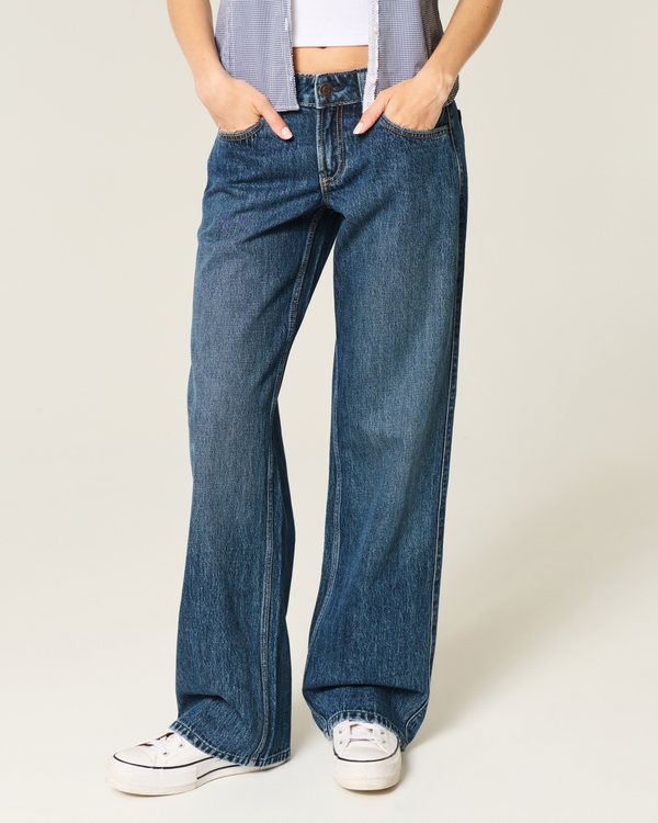 Low-Rise Dark Wash Baggy Jeans, Dark view 2