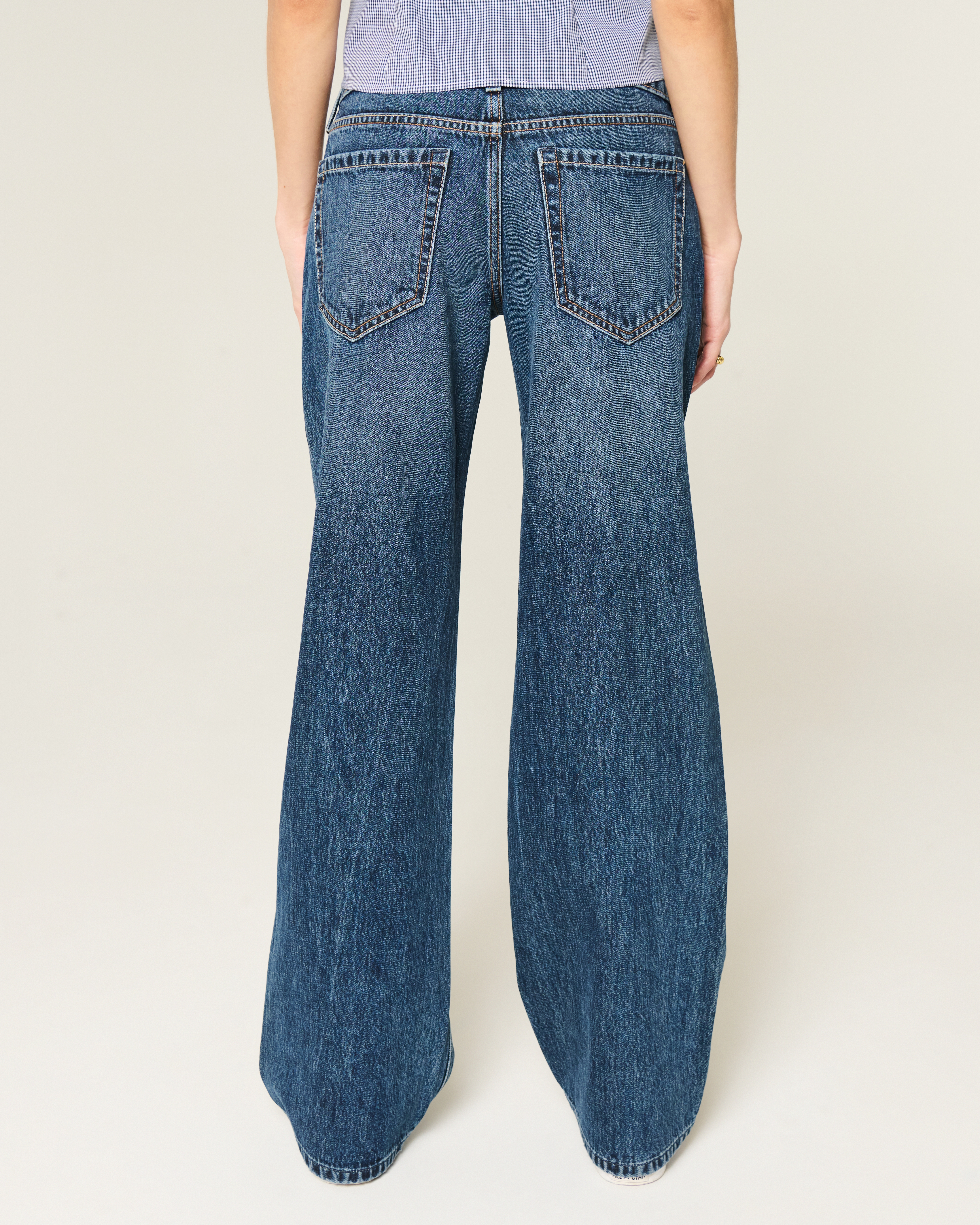 Low-Rise Dark Wash Baggy Jeans