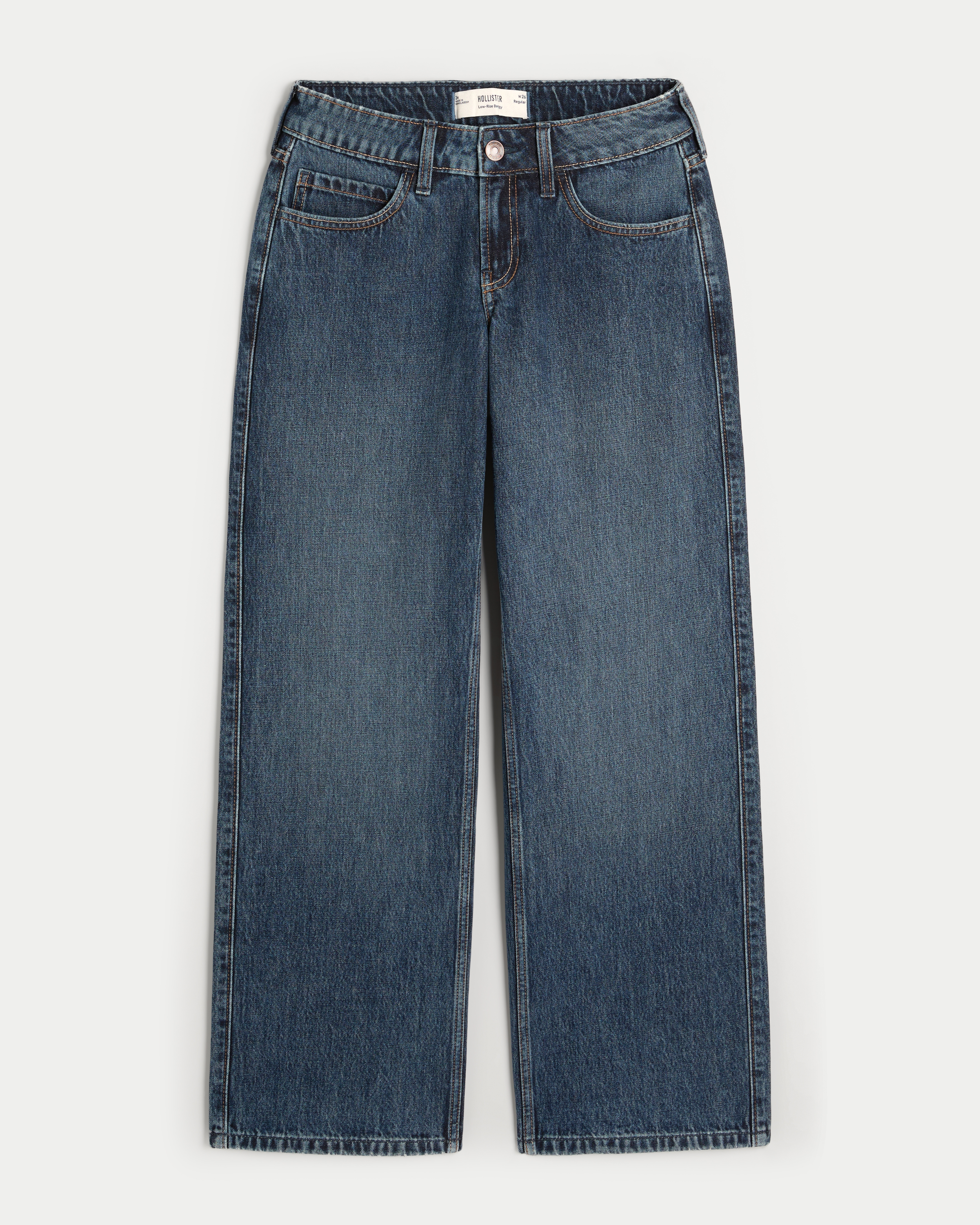 Low-Rise Dark Wash Baggy Jeans