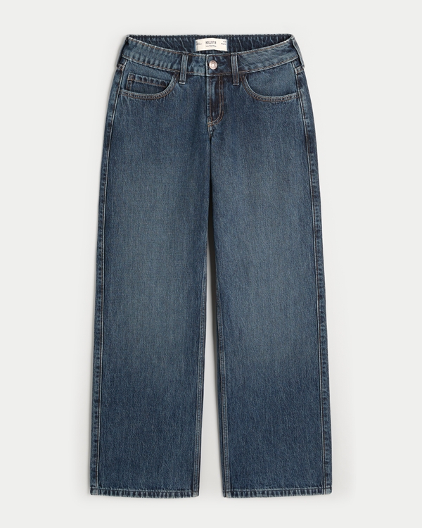 Low-Rise Dark Wash Baggy Jeans, Dark view 1