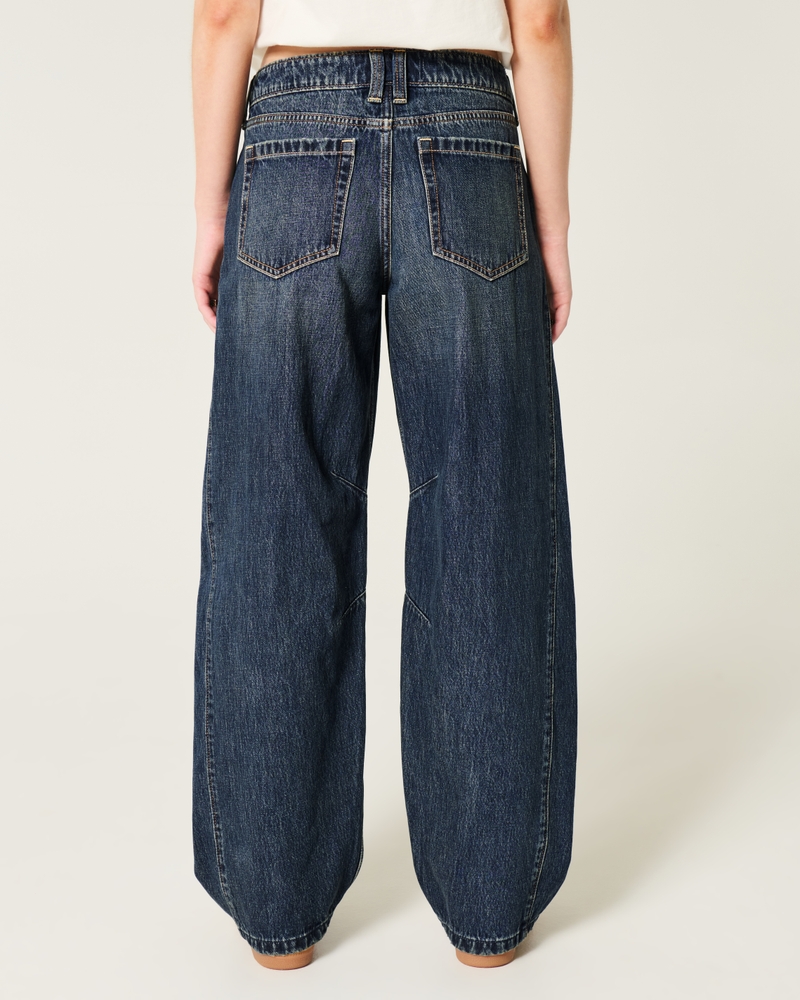 Low Rise Dark Wash Barrel Jeans