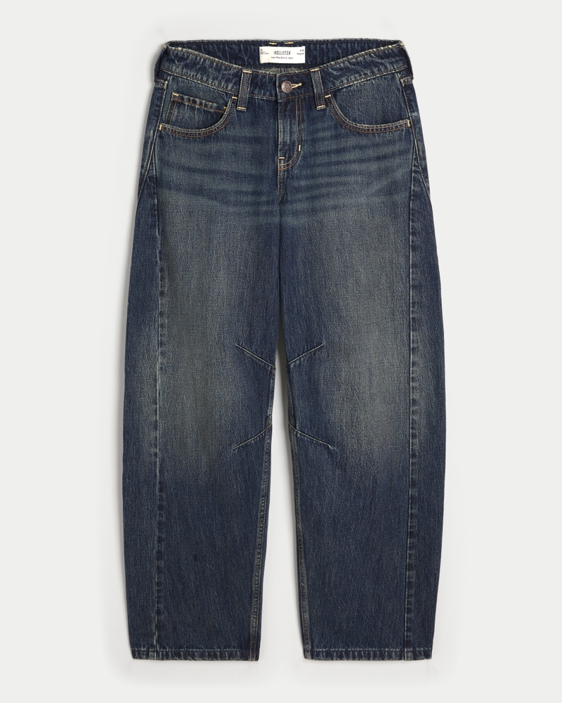 Low Rise Dark Wash Barrel Jeans