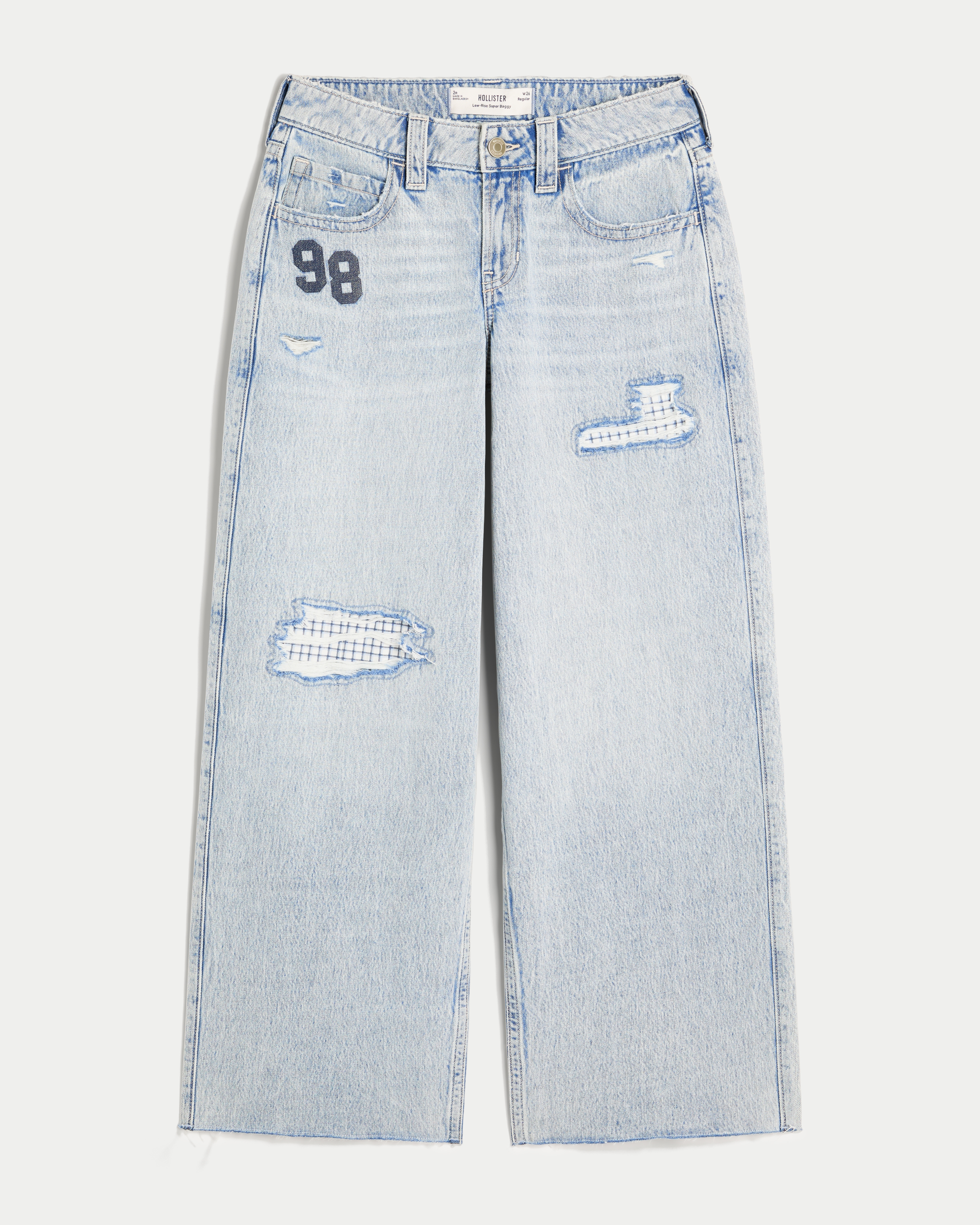 Women's Low-Rise Medium Wash Cherry Embroidered Super Baggy Women's Low-Rise Medium Wash Cherry Embroidered Super Baggy