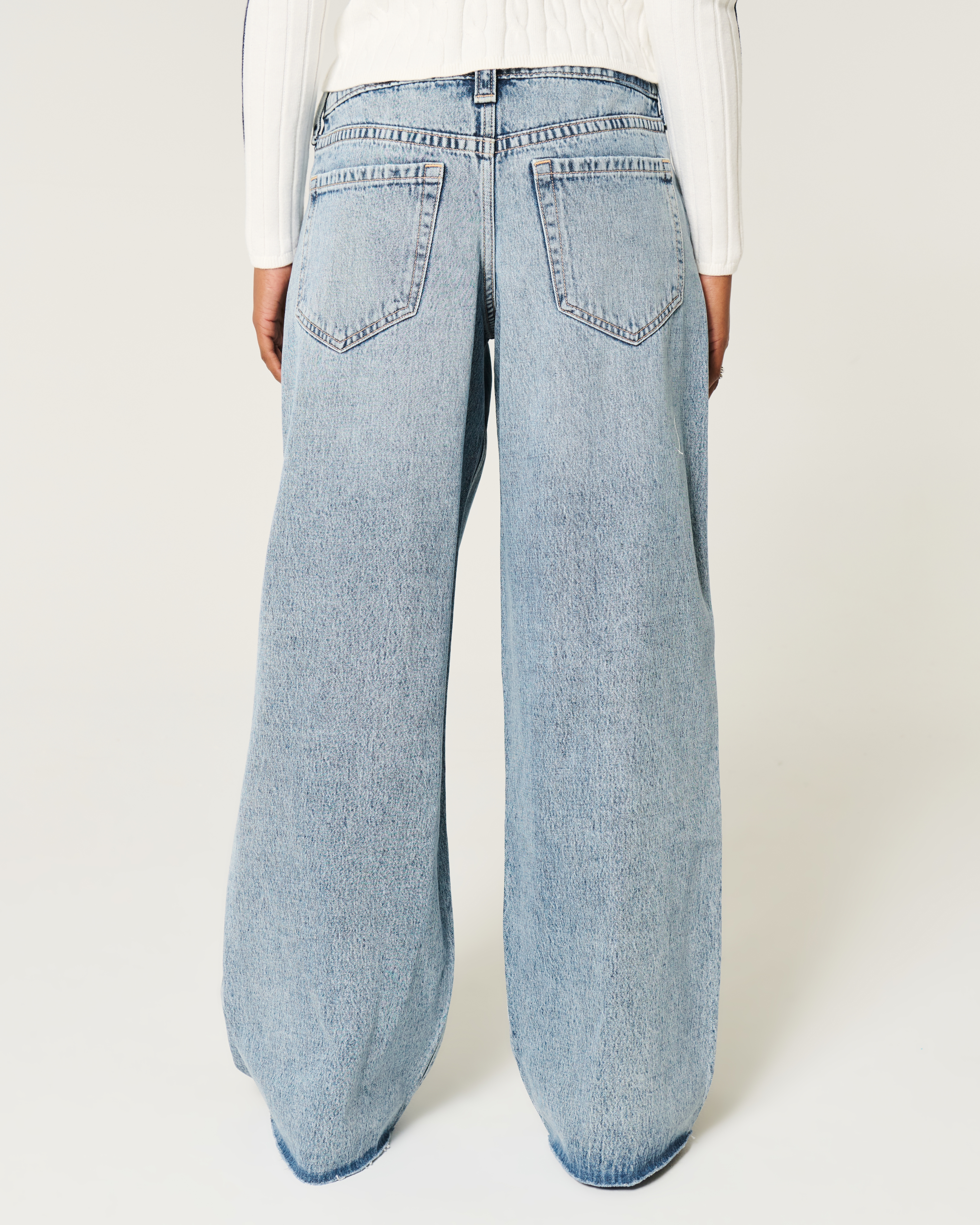 Women's Low-Rise Medium Wash Cherry Embroidered Super Baggy Women's Low-Rise Medium Wash Cherry Embroidered Super Baggy