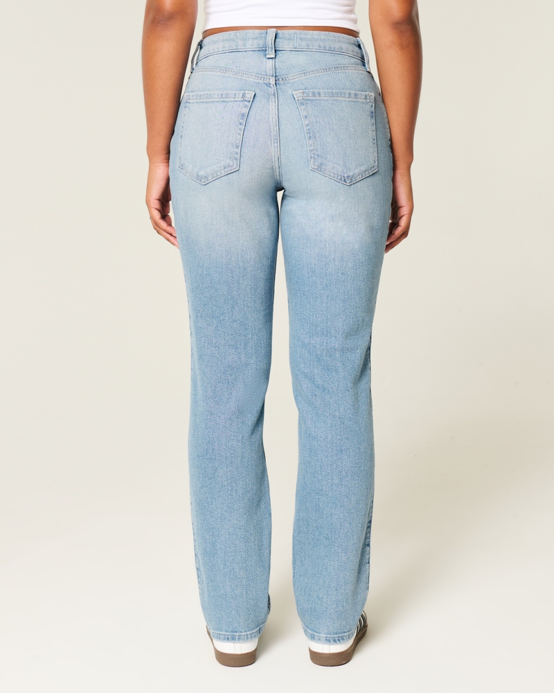 Curvy High-Rise Distressed Light Wash Straight Jeans