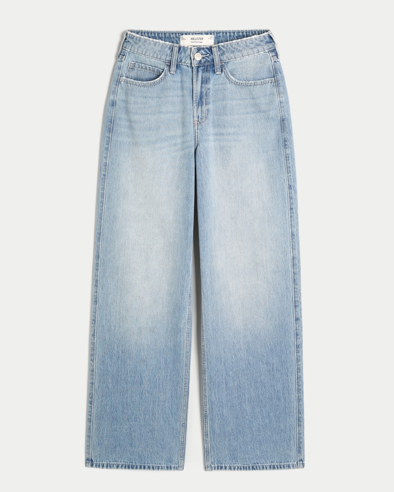 Jeans baggy de tiro alto con lavado medio
