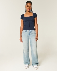 Curvy Low-Rise Light Wash Baggy Jeans