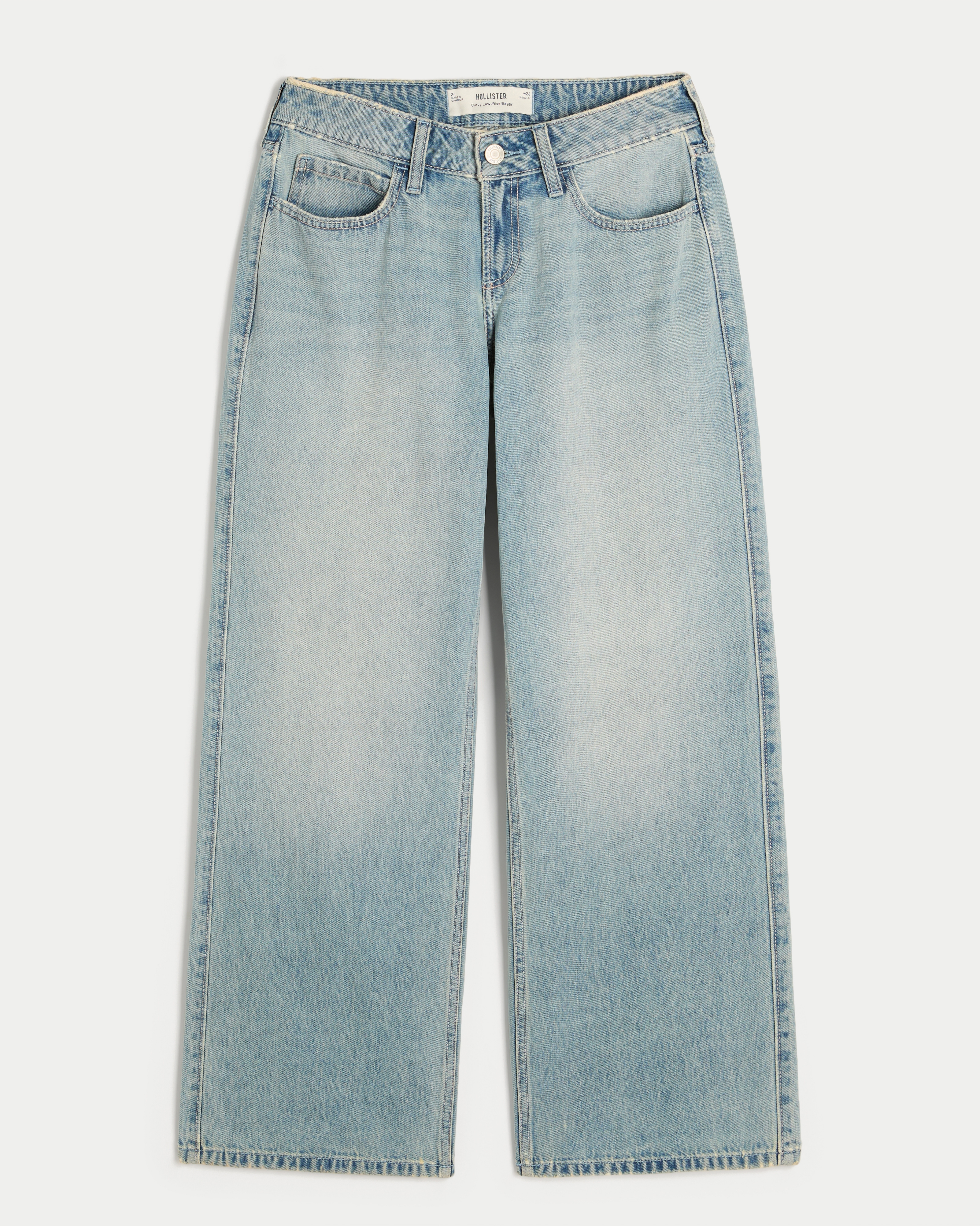 Curvy Low-Rise Light Wash Baggy Jeans