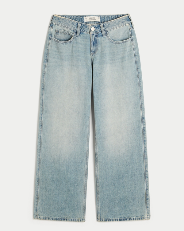 Curvy Low-Rise Light Wash Baggy Jeans, Light view 1