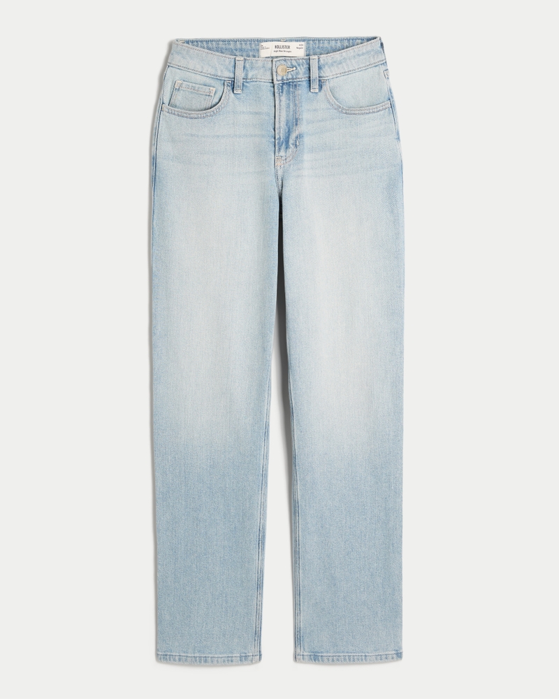 Women's High-Rise Light Wash Straight Jeans Women's Bottoms