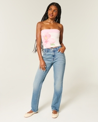 High-Rise Medium Wash Straight Jean