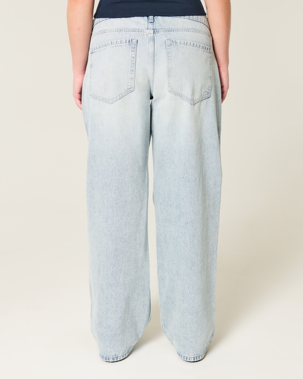 Low-Rise Ripped Light Wash Baggy Jeans