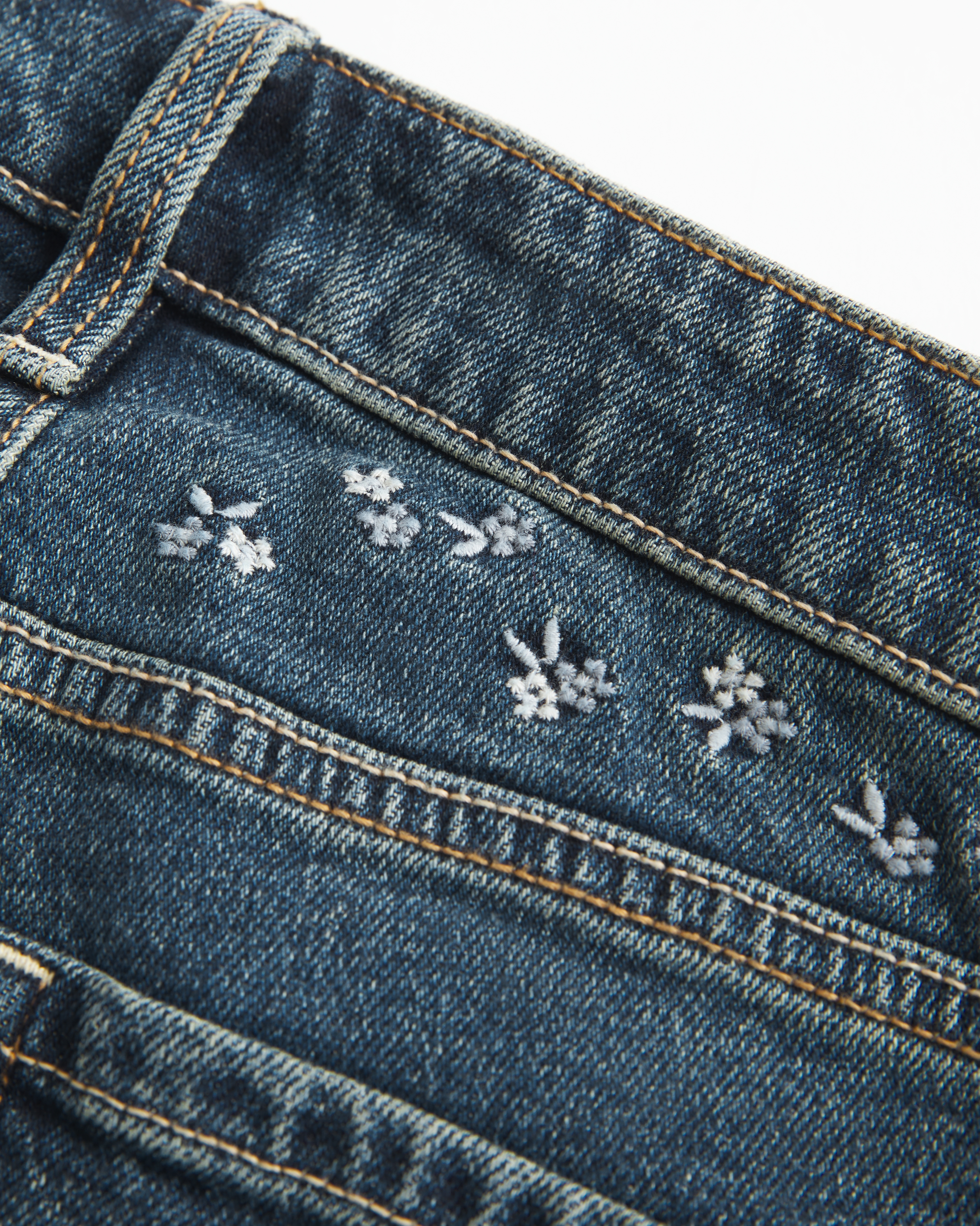 Hollister High-rise Dark Wash Embroidered Florals Flare Jeans