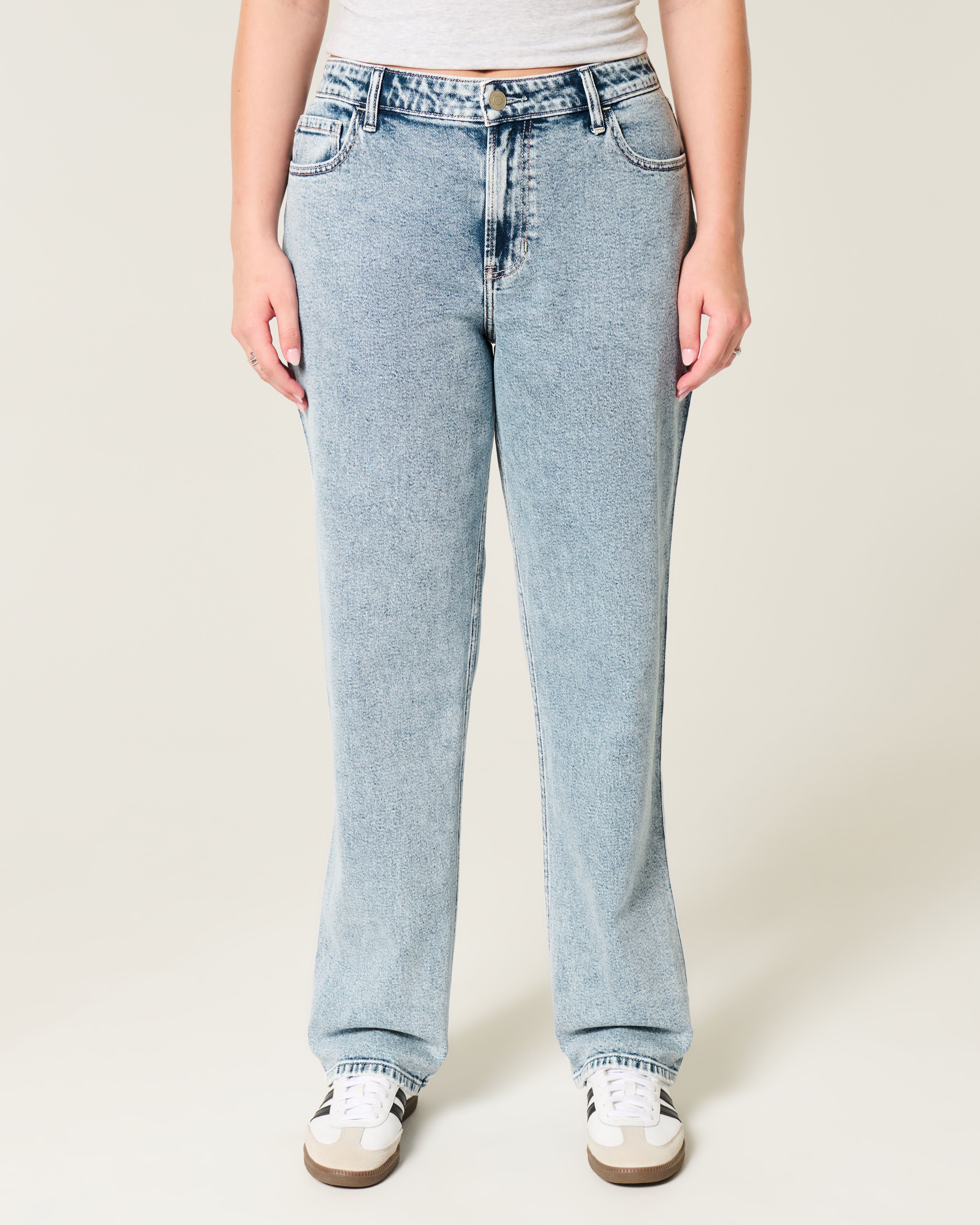 High-Rise Medium Wash Straight Jeans
