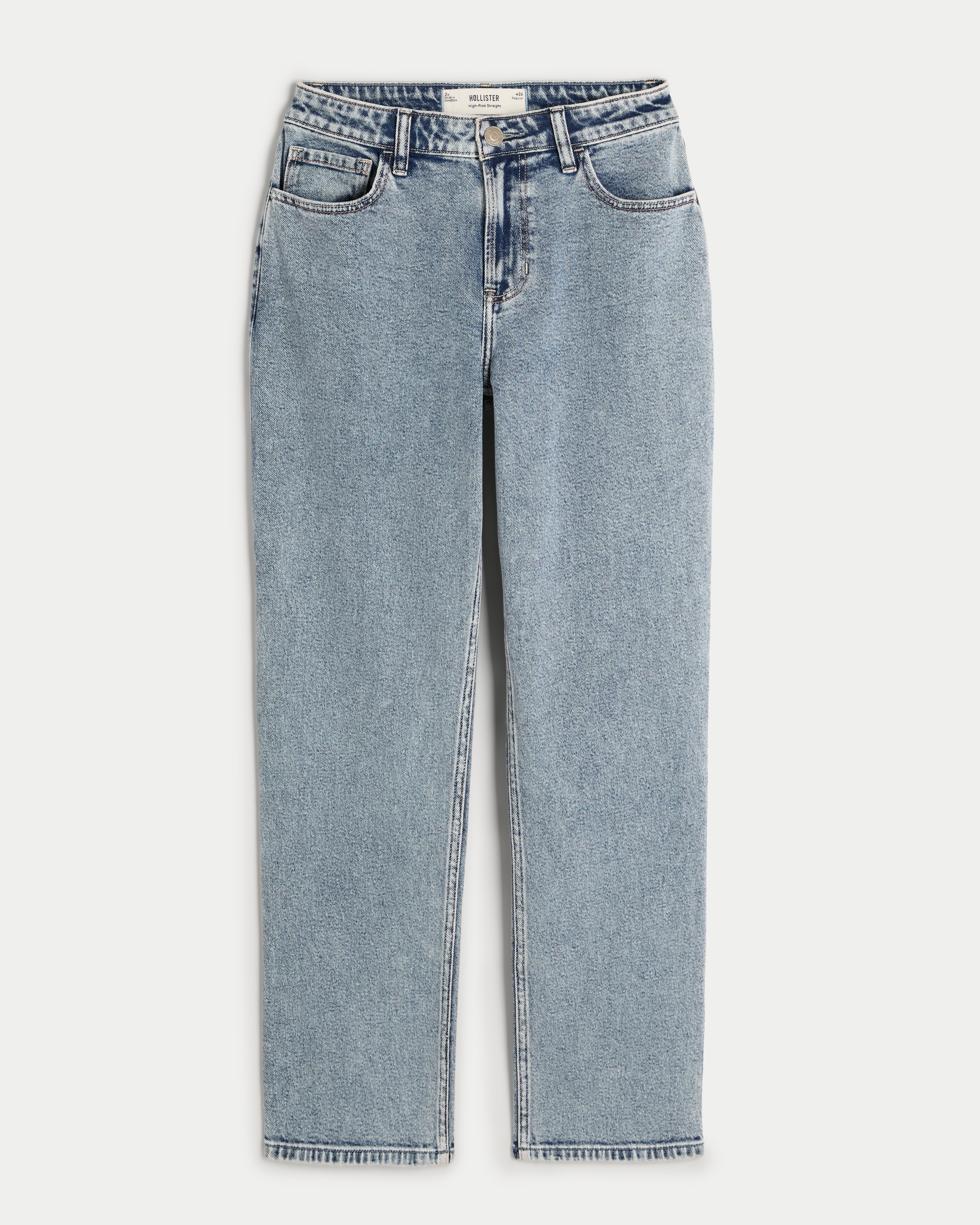 High-Rise Medium Wash Straight Jeans