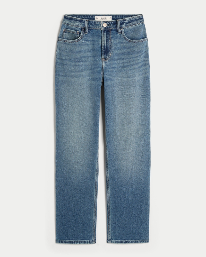 High-Rise Dark Wash Straight Jeans
