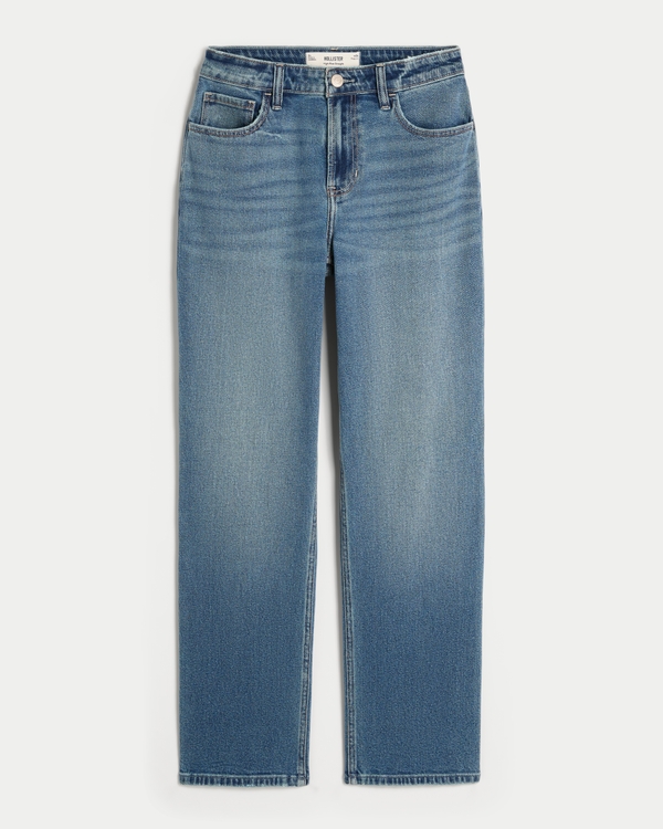 High-Rise Dark Wash Straight Jeans, Medium view 1
