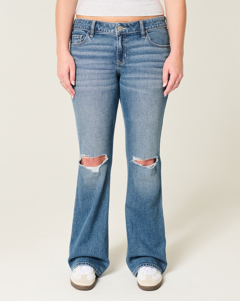 Women's Low-Rise Ripped Medium Wash Bootcut Jeans | Women's