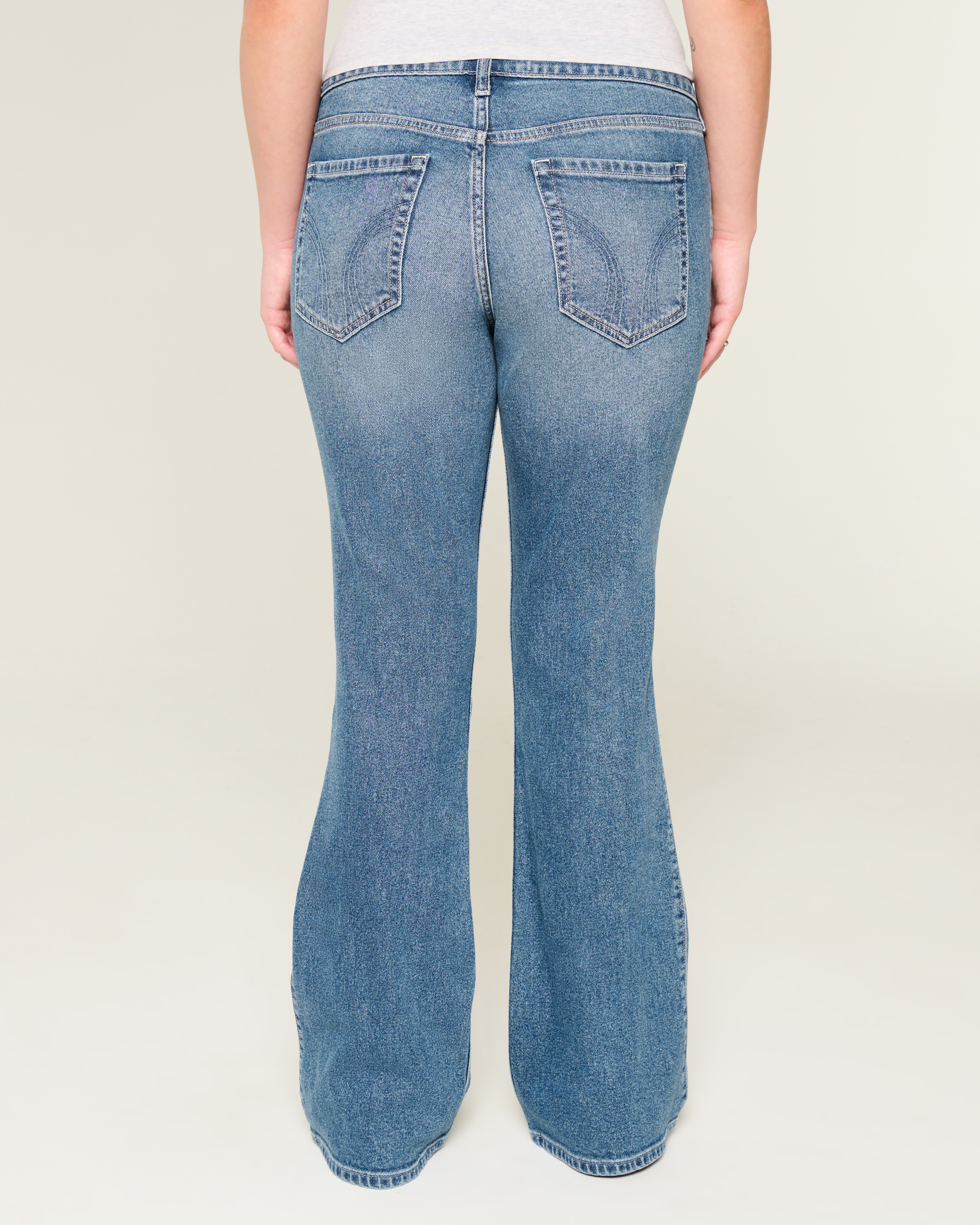 Low-Rise Ripped Medium Wash Bootcut Jeans