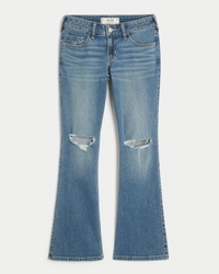 Low-Rise Distressed Medium Wash Boot Jeans