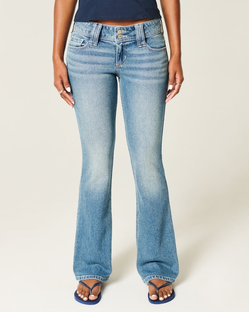 Low-Rise Medium Wash Embroidered Florals Boot Jeans