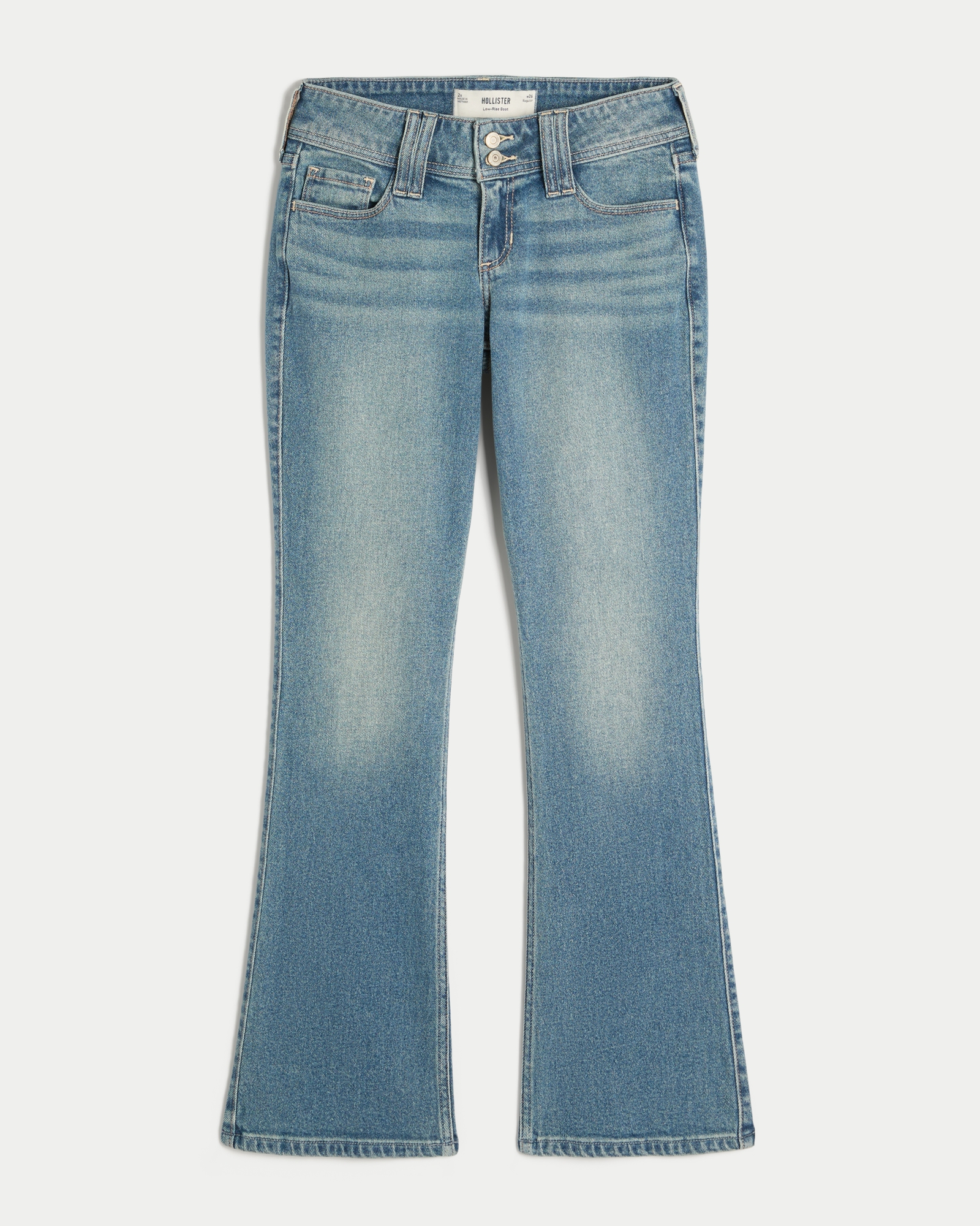 Women's Low-Rise Medium Wash Embroidered Florals Bootcut Jeans