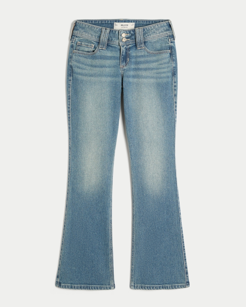 Donna Jeans Svasati a Vita Bassa Lavaggio Medio con Fiori Ricamati