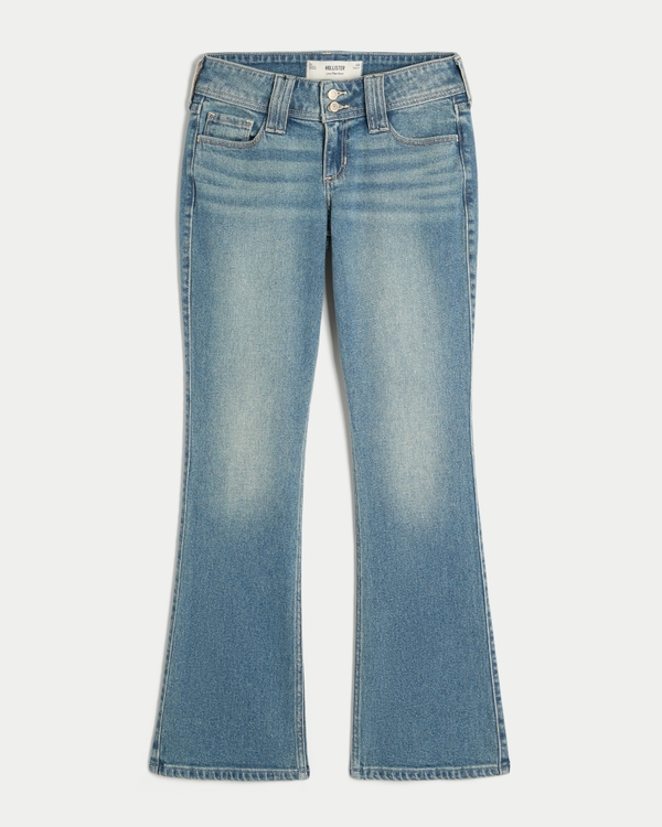 Low-Rise Medium Wash Embroidered Florals Boot Jeans, Medium view 1
