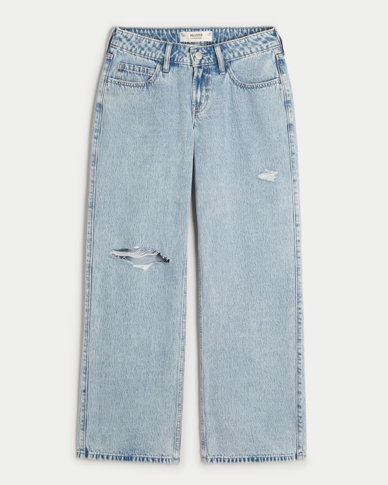 Low-Rise Ripped Light Wash Baggy Jeans