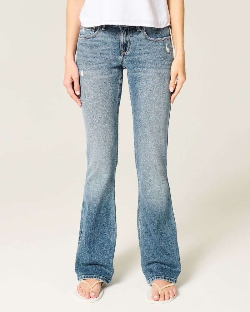 Low-Rise Distressed Medium Wash Boot Jeans