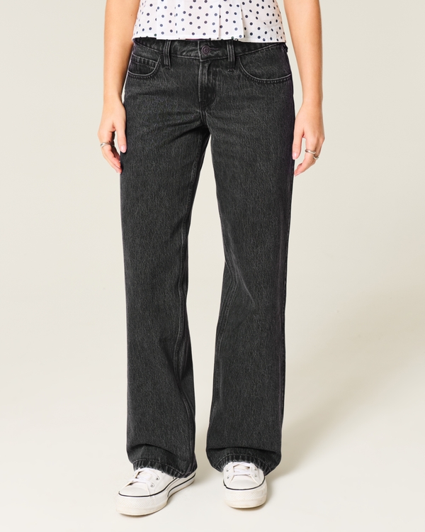 Low-Rise Washed Black Baggy Jeans, Washed Black view 2