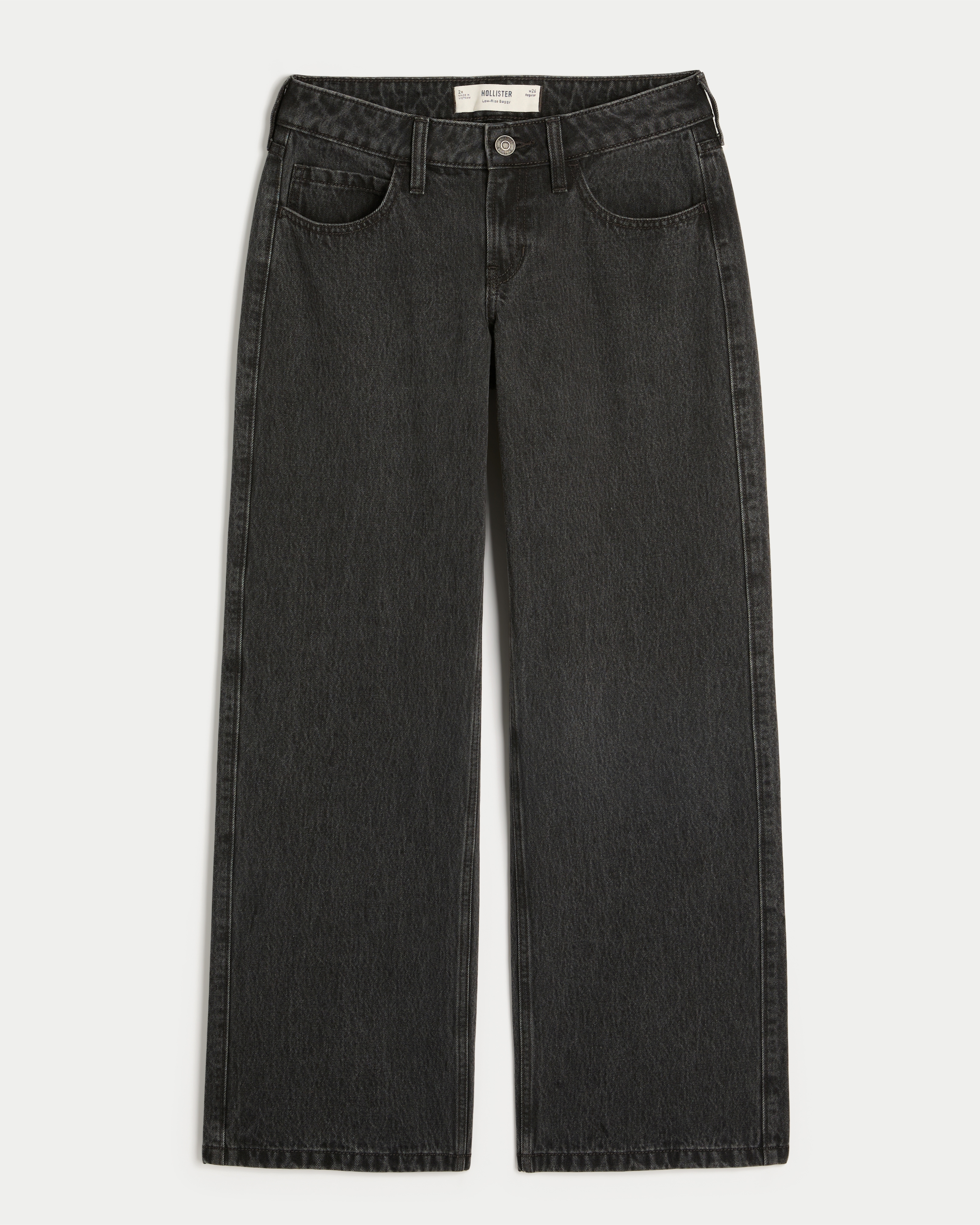 Women's Low-Rise Washed Black Baggy Jeans | Women's