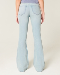 Women's High-Rise Light Wash Heart Embroidered Flare Jeans
