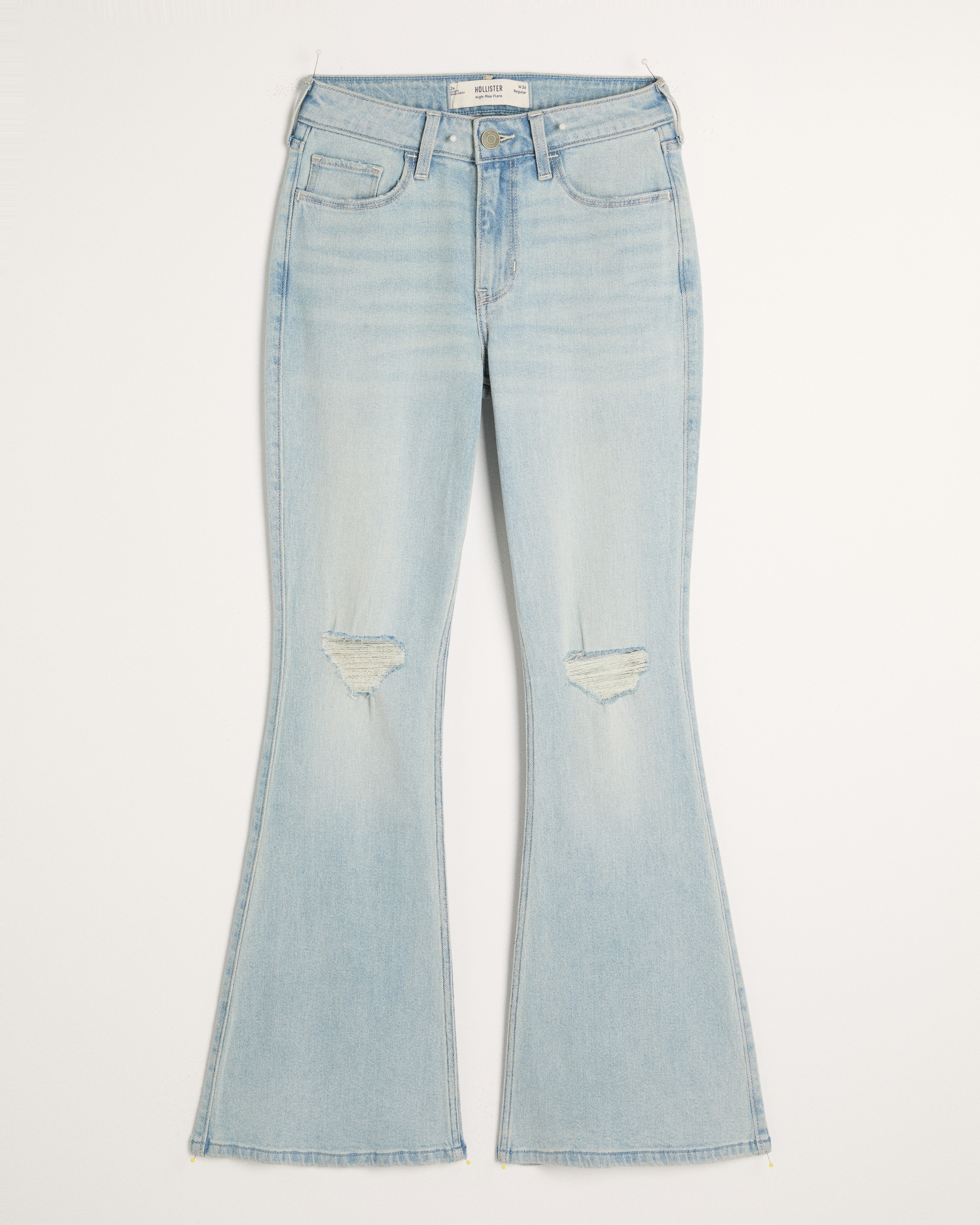 High-Rise Ripped Light Wash Flare Jeans