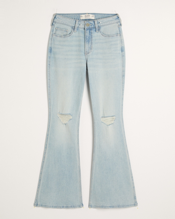 High-Rise Ripped Light Wash Flare Jeans, Light Ripped view 1