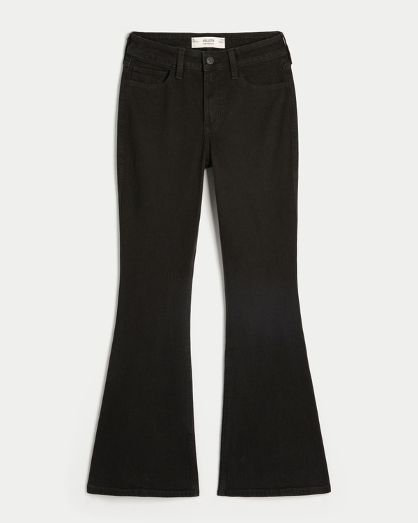 High-Rise Black Flare Jeans, Black view 1