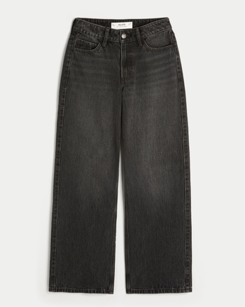 Women's Curvy High-Rise Washed Black Baggy Jeans | Women's Bottoms | HollisterCo.com