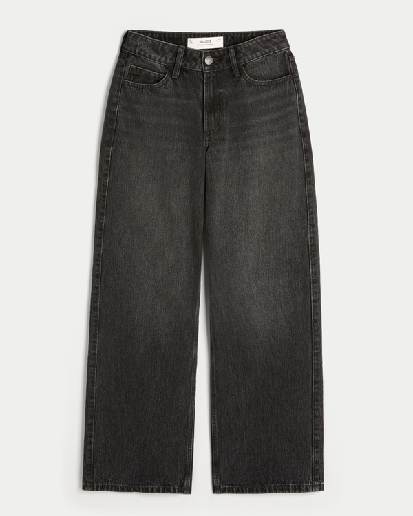 Curvy High-Rise Washed Black Baggy Jeans, Washed Black view 1
