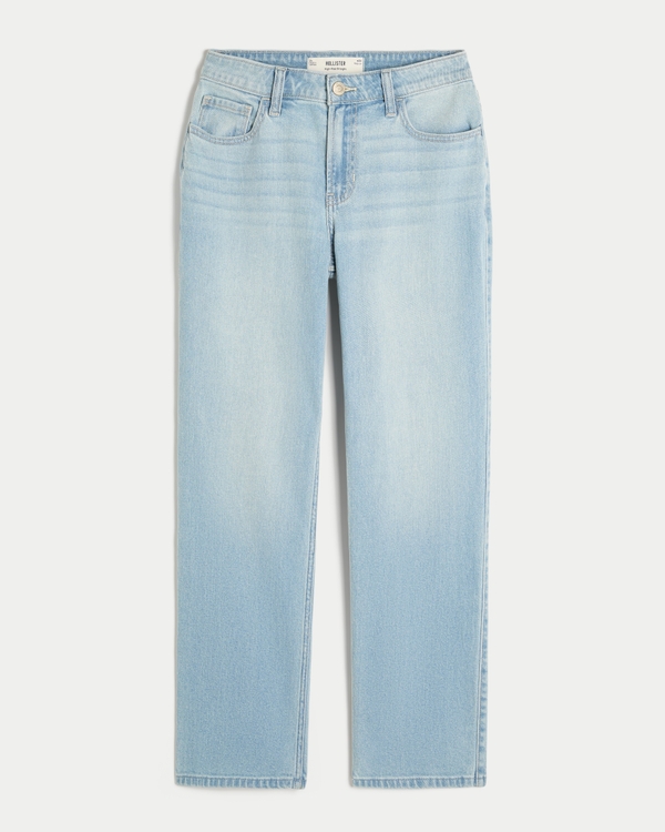 High-Rise Light Wash Straight Jeans
