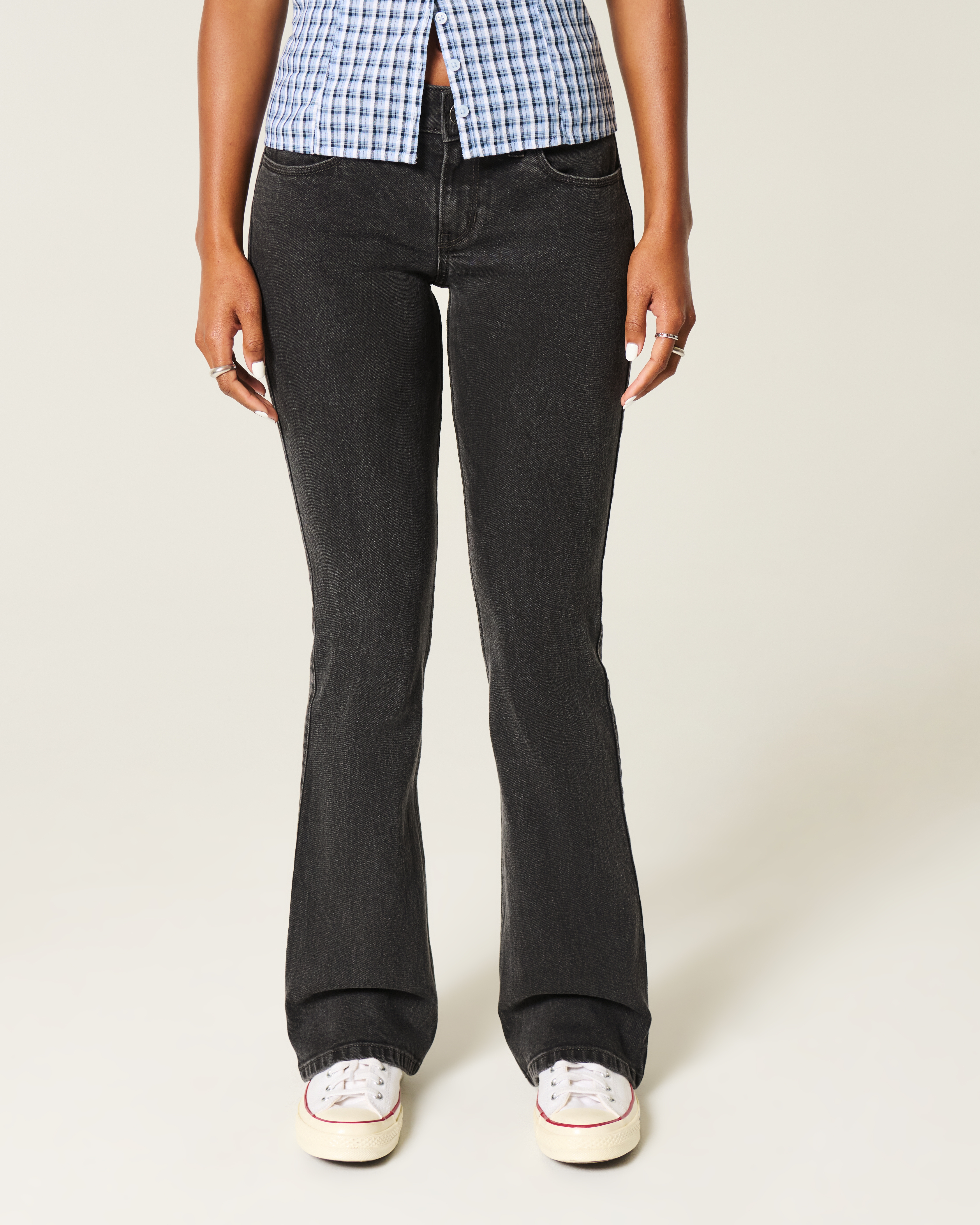 Low-Rise Washed Black Boot Jeans