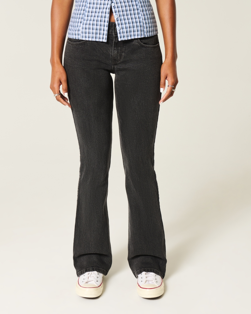 Low-Rise Washed Black Boot Jeans