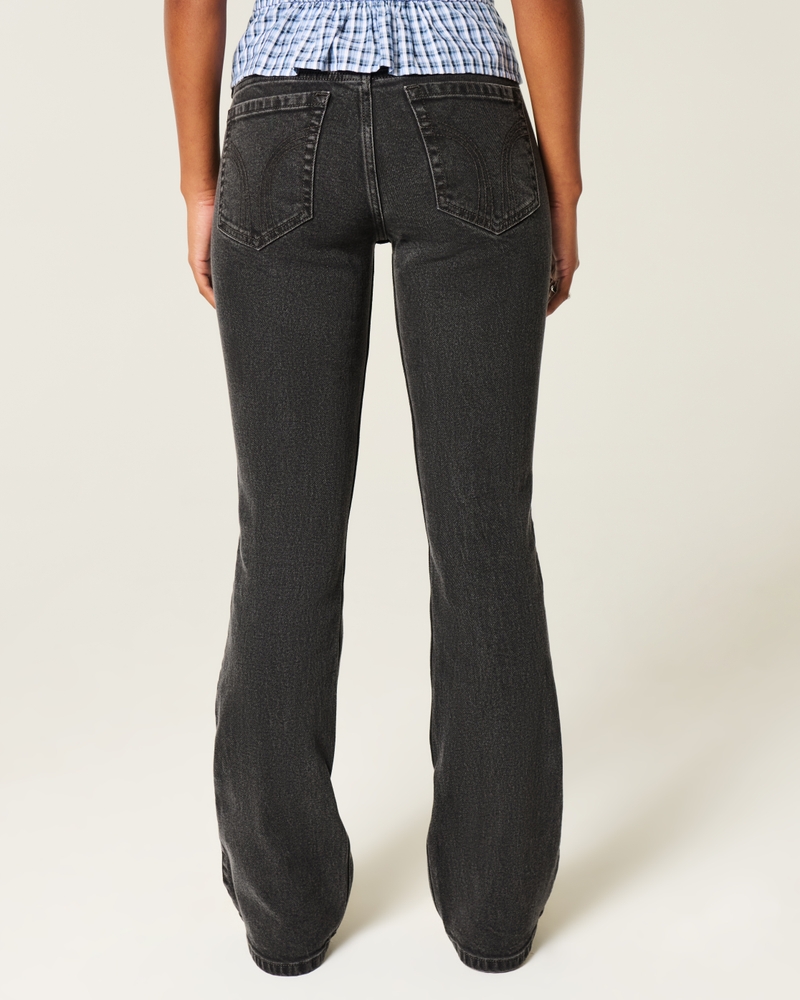 Low-Rise Washed Black Boot Jeans