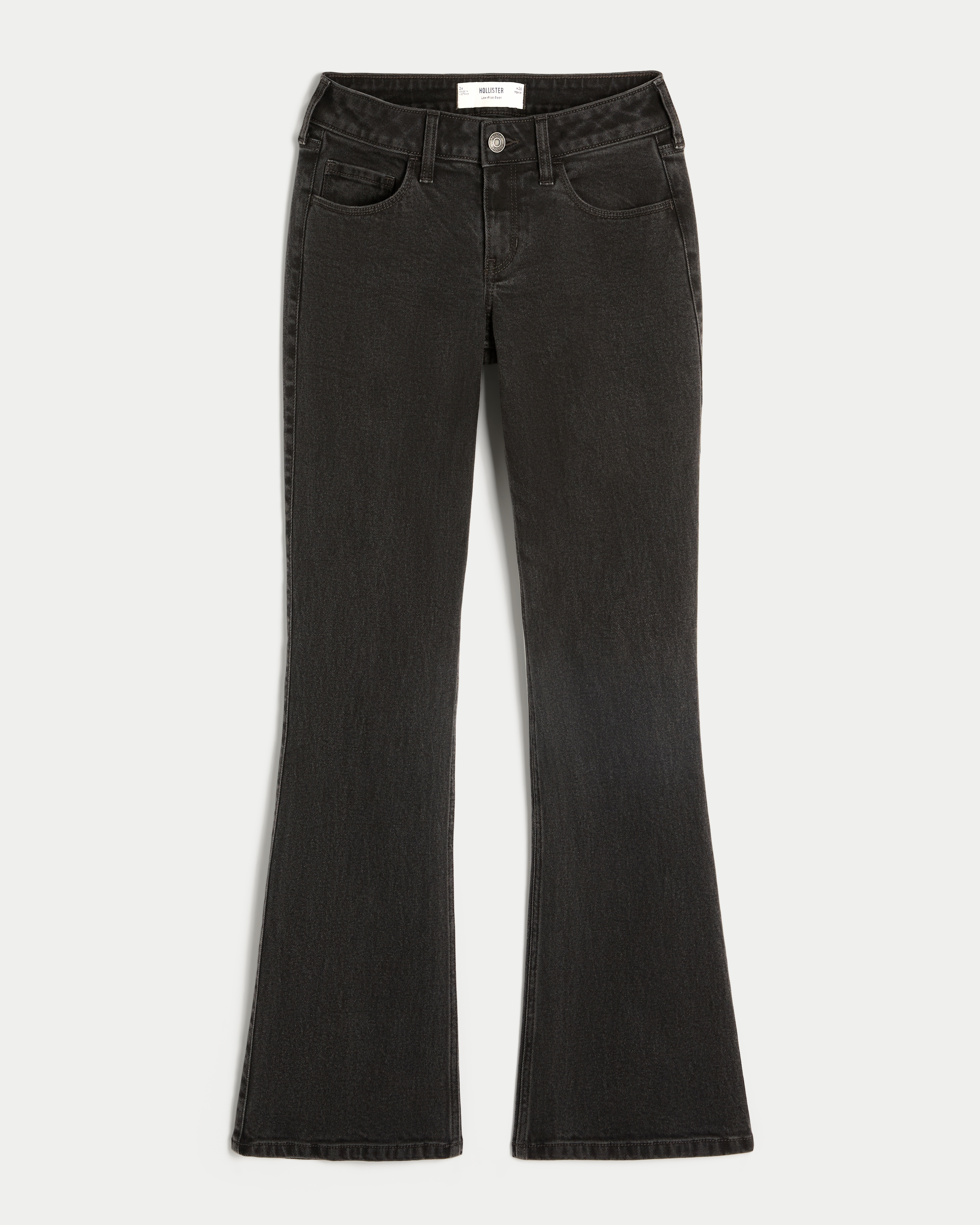 Low-Rise Washed Black Bootcut Jeans